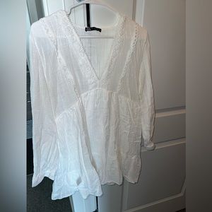Zara XL White Long Sleeve Dress